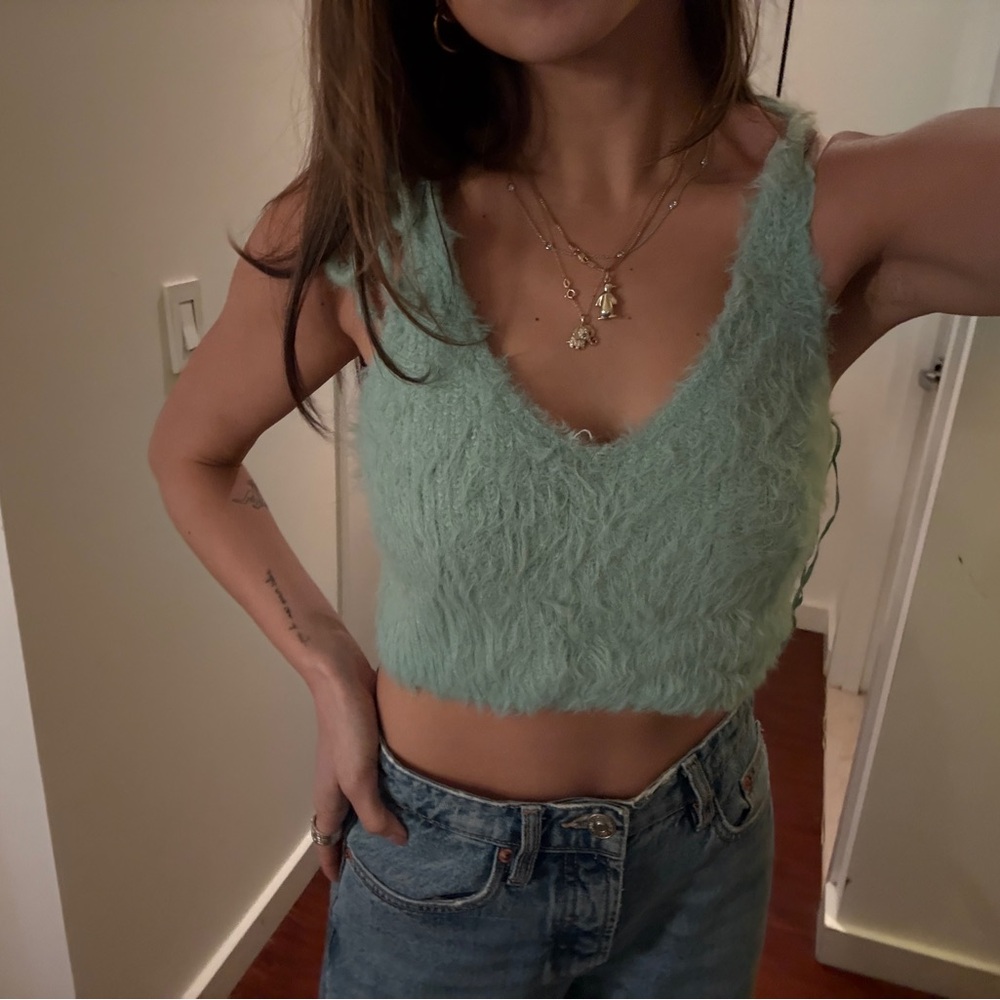 Zara Fuzzy Sweater Crop Top